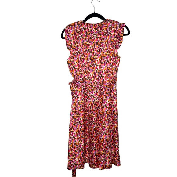 Kate Spade Aubrey Wrap Dress Silk Pink Sleeveless Ruffle V-Neck - Picture 4 of 6